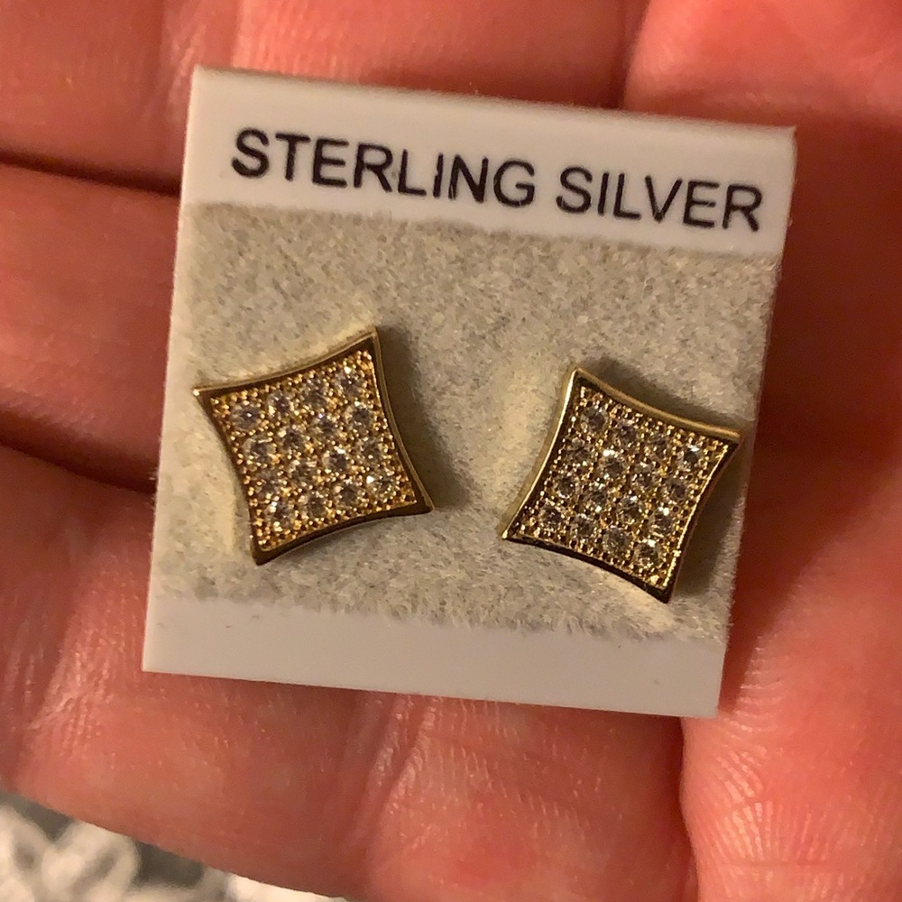 925 Gold Plate Cz Earrings